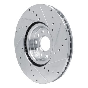 Volkswagen Terramont Brake Rotor (1) - Front Left - R1 Concepts - Drilled & Slotted - Silver - `18-`25